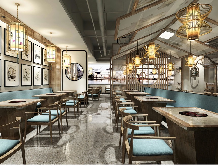 350平方燜鍋餐飲店設計效果